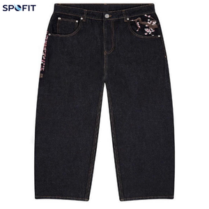 Jeans Rectos de Cintura Alta con Bordado, Estilo Holgado, para Mujer, Moda Urbana, Tela Denim, Verano 2026 - Product Image 2