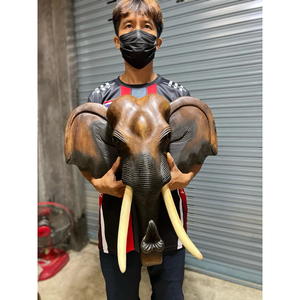 Hand Carved <b>Wood</b> Elephant Head Wall Decor Lanna Artisan High Quality Craftsmanship Created By Skilled Lanna - Product Image 4