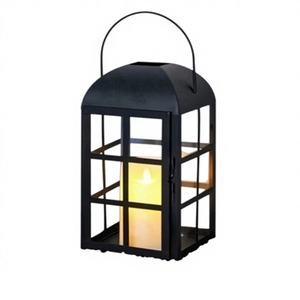 Venta al por Mayor de Faroles de Metal Ecológicos Portátiles con Acabado Negro Mate, Farol para Velas para Bodas y Actividades al Aire Libre - Product Image 2