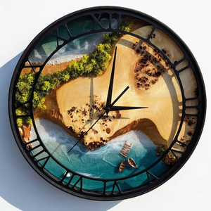 Moss Wood Wall <b>Clock</b>: Epoxy Resin & Preserved Moss <b>Art</b> - Product Image 1