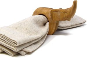 Hand carved Mahogany Wooden Napkin Ring Holder <b>Elephant</b> Set of 6 Dining <b>Table</b> Holders Eco-Friendly Everyday Holiday Christmas - Product Image 4