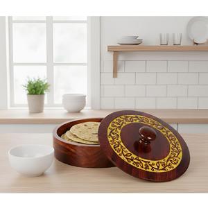 Exquisito diseño de contenedor redondo de madera para roti con tapa ajustada, diseñado para mantener el calor y realzar la presentación de los alimentos. - Product Image 4