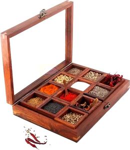 Latest Wooden Spice <b>Box</b> <b>Masala</b> <b>Box</b> Kitchen Cabinet Storage Powder Spice and Herbs for Home and Restaurant Kitchen Accessories - Product Image 4