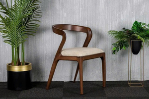 Chaise de salle à manger moderne en bois de hêtre massif, durable, avec dossier incurvé et rembourrage, design minimaliste, mobilier pour la maison - Product Image 2
