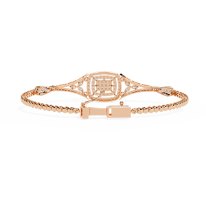 Bracelet à maillons en or massif 9K 10K 14K 18K pour femme avec diamants – Bijoux fins personnalisés avec fleur en diamant CVD créé en laboratoire - Product Image 2