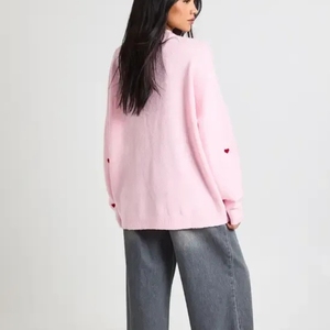 Suéter de punto grueso elegante de alta calidad para mujer, suéter de manga larga con cuello alto en contraste de color, holgado y cálido en todas las tallas para el invierno. - Product Image 2