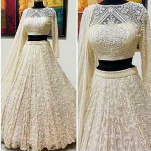 Lehenga choli ทำด้วยมือผ้าไหมที่มีคุณภาพสูงและตาข่ายหนักสำหรับผู้หญิงปักในสไตล์ปากีสถานสำหรับสวมใส่ในงานปาร์ตี้ - Product Image 2