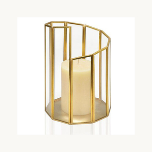 Porte-bougie de mariage contemporain en aluminium et verre résistant à la chaleur, nouveau design élégant, support décoratif personnalisé pour la maison - Product Image 2
