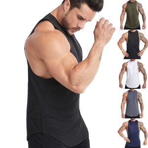Débardeur Homme Vert Olive Sans Manches en Tricot Col Rond Séchage Rapide Couleur Unie pour Tenue Décontractée et Fitness 100% Polyester - Product Image 5