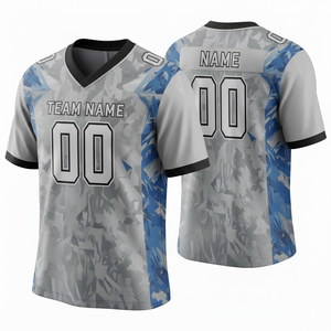 Maillot de football américain personnalisé imprimé par sublimation pour adultes, manches courtes, respirant, option grande taille, 100 % polyester, col en V - Product Image 1