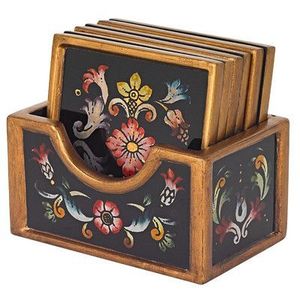 Posavasos de madera esmaltada vintage con diseños retro impresos para mesas de café, restaurantes, bares, cafeterías e interiores del hogar. - Product Image 2