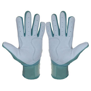 Mint Green Leather Baseball Batting Gloves Breathable Perforated Palm <b>Grip</b> <b>Control</b> Adjustable Wrist Support Custom Training - Product Image 2