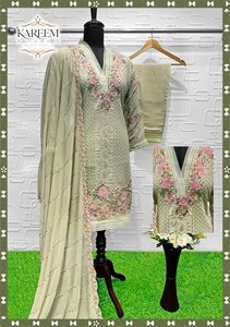 Luxueux hiver Shalwar Kameez mariages Georgette haut Khatli travail soie brute Cigarette pantalon 4 couleurs brodé Dupatta Options - Product Image 2