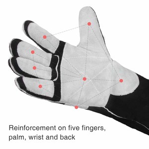 Gants de soudage en cuir de vachette pleine fleur renforcés, ignifuges, résistants, pour la lutte contre les incendies, la construction et le barbecue - Product Image 3