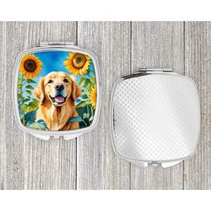 Golden Retriever Sunflowers <b>Compact</b> Folding Handheld <b>Makeup</b> Mirror for Women Travel Decorative Pocket Mirror Gift for Girls - Product Image 4
