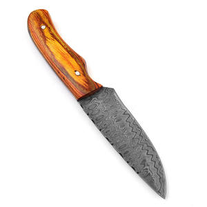 Couteau de chasse en acier Damas de qualité DIY, lame fixe à pointe tombante, manche en bois, survie en extérieur, OEM disponible à la vente - Product Image 2
