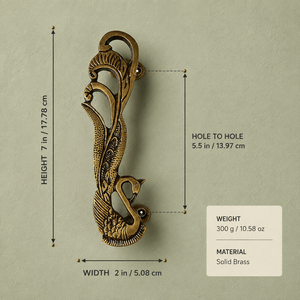 Poignée de porte décorative en laiton massif SHUBHAM, style paon, antique, vintage, quincaillerie pour meubles - Product Image 4