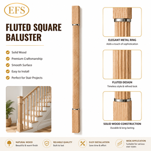 EFS NRB0134 Balaustre Cuadrado de Madera Acanalado, Construcción Sólida para Barandillas de Escaleras, Diseño Tradicional, Fácil de Instalar, Vietnam - Product Image 1