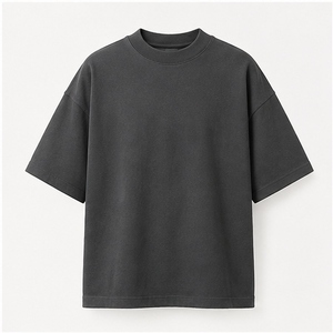 เสื้อยืดโอเวอร์ไซส์ผู้ชายสไตล์วินเทจ สีเทาเข้ม ทรงหลวม ไหล่ตก ผ้าคอตตอนหนา คอกลม สตรีทแวร์ ขายส่ง - Product Image 1
