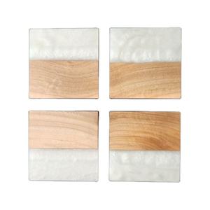 Posavasos de resina epoxi de madera en blanco modernos personalizados de alta calidad, juego de posavasos cuadrados de Acacia a granel, posavasos decorativos de barra de piedra para bebidas - Product Image 1