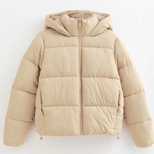 Fasmic International Women's Quilted Puffer <b>Jacket</b> Hooded Detachable Collar Windproof Eco-Friendly Breathable 100% Polyester - Product Image 1