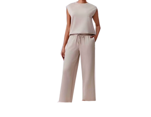 Survêtement à capuche brodé avec logo personnalisé pour femme, ensemble blanc et bleu marine, coupe ample, décontracté, couleur unie - Product Image 3