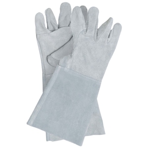 Guantes de soldadura de cuero vacuno resistente con puño largo para protección contra calor y chispas, ignífugos para construcción industrial - Product Image 1