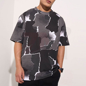 Camiseta Oversize de Streetwear para Hombre, Estampado Abstracto, Cuello Redondo de Algodón, Informal, Verano, Diseño Gráfico, Logotipo Personalizado - Product Image 1