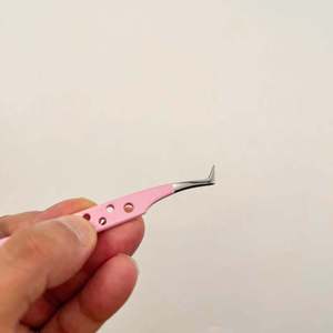 Pince à épiler pour extensions de cils volumineuses de type L, en acier inoxydable rose, pince à cils de beauté, logo personnalisé - Product Image 3