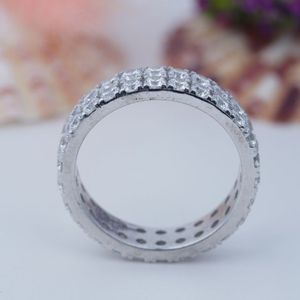 Anillo de Plata S925 con Moissanita de 3mm, Banda Cerrada Estilo Eternidad Completa, Joyería Europea Americana en Stock para Mujer - Product Image 5