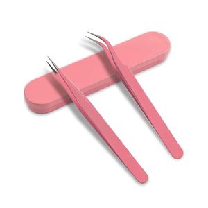Morje Surgical Pink Stainless Steel <b>Eyelash</b> Tweezers 10mm Precision Tip Smooth Surface for <b>Eyelash</b> <b>Application</b> - Product Image 1