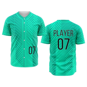 Custom Baseball Jersey Unisex 100% <b>Polyester</b> Geometric Print Breathable Full Sleeve Button Front Player 07 Winter/Autumn Sport - Product Image 1