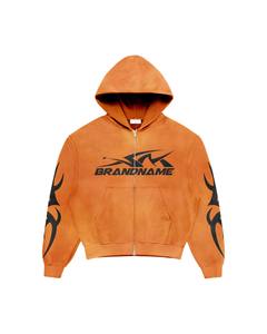 Multi Color Flame Cropped <b>Zip</b> Hoodie Wide Pants Set | Oversized Streetwear Matching Set OEM Private Label Manufacturer - Product Image 3