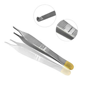 Pinces chirurgicales Adson en acier inoxydable et carbure de tungstène, 4,75 pouces, pointe fine droite, 1x2 dents, par SurgiRight - Product Image 5