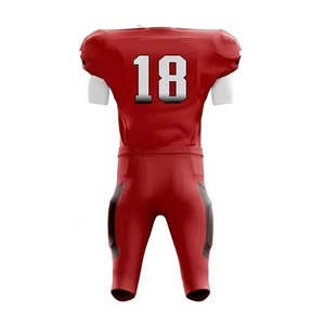 Conjunto de Pantalones y Camiseta de Fútbol Americano Rojos Unisex, Manga Corta, Número 18, Uniforme Holgado, Transpirable, Antibacteriano, Spandex/Algodón - Product Image 1