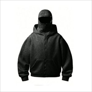 Sweat à capuche zippé en coton épais pour homme, style streetwear, avec impression 3D en relief, graphique orné de strass, brodé, coupe oversize, OEM ODM - Product Image 1