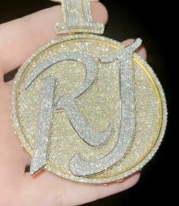 Custom Moissanite Silver Hip Hop Pendant Logo Necklace VVS Diamond Mossanite Letter Moissanite <b>Name</b> Pendant With Iced Out <b>Chain</b> - Product Image 4