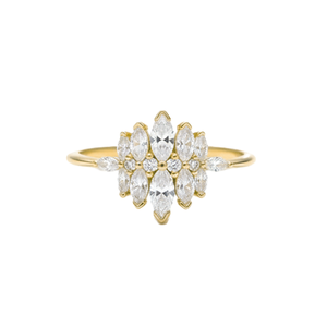 Fine <b>Ring</b> IGI Certified Minimalist Marquise Round Lab Diamond 14K 18K Solid Gold Floral Design <b>Statement</b> <b>Ring</b> Wedding Band <b>Ring</b> - Product Image 1