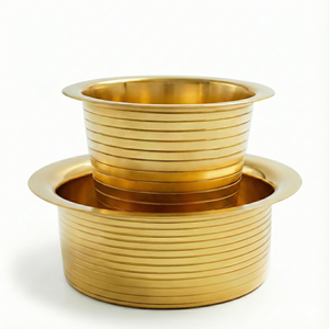 Juego de cafetera tradicional india del sur, de latón, hecha a mano, con filtro, acabado mate, para regalar y uso doméstico - Product Image 4