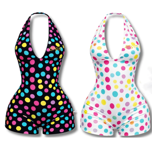 Y2K Pink Polka Dot Jumpsuit Deep V-Neck Backless High Waist Sexy Club <b>Romper</b> Summer Knitted Skinny Fit Halter-neck jumpsuit - Product Image 1