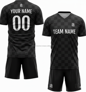 Maillot de football unisexe de haute qualité à manches courtes et col en V, ensembles d'uniformes de football, service OEM, 100% polyester, 320g, respirant, faible MOQ - Product Image 4