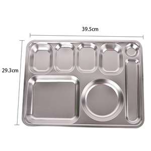 Plateau alimentaire rectangulaire en acier inoxydable personnalisable pour restaurant, plateau à dîner à 6 compartiments, plateaux pour cantine scolaire - Product Image 2