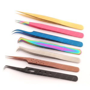 Pinces à épiler pour extensions de cils en acier inoxydable haute précision, différents angles, emballage personnalisé, qualité export - Product Image 1
