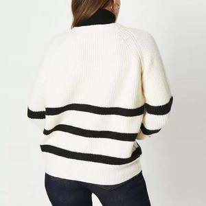 Cardigan en tricot simple pour femme, col en V, boutonné, manches longues, doux et chaud, imprimé numérique, 320g, vêtement d'extérieur décontracté, ODM - Product Image 2