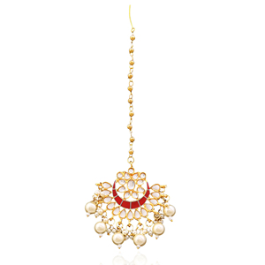 Indian Bollywood <b>Style</b> Kundan Classic Tikka with Gold Plating Fashionable Forehead Jewelry For Girls Women - Product Image 3