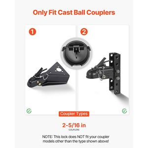 Attacco di traino a sfera in ghisa per impieghi gravosi da 2-5/16 pollici con blocco a 3 chiavi, catena di sicurezza per rimorchio, attacchi per gancio di traino resistenti alla corrosione - Product Image 2