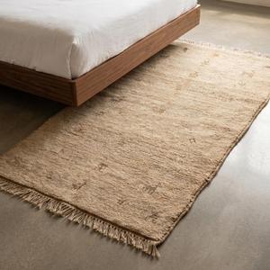 Alfombra de Lana Tejida a Mano de Color Beige Natural con Diseño Floral, Alfombra Decorativa Clásica de Lujo con Flecos y Pelo Plano - Product Image 2