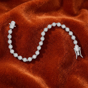 925 Silver Pave Ball <b>Bead</b> <b>Bracelet</b> Luxury Diamond Look Chain <b>Bracelet</b> Women Fine Chain Link <b>Bracelets</b> Fashion - Product Image 2
