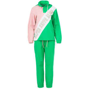 Conjunto Deportivo de Dos Piezas para Mujer, Color Rosa y Verde, con Sudadera con Cierre y Pantalones Jogger a Juego, Estilo Casual y Deportivo para Otoño - Product Image 1