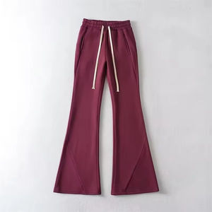 Pantalones de Cintura Alta con Corte Acampanado para Mujer, Casuales, de Color Sólido, Largos, Holgados, de Punto, con Cordón Ajustable, Estilo Primavera - Product Image 6